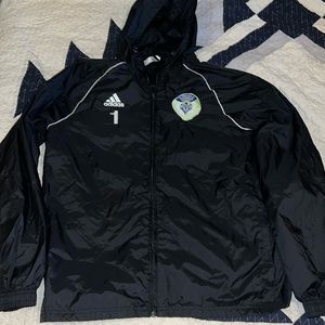 Adidas Seattle Sounders FC Soccer black windbreaker jacket large